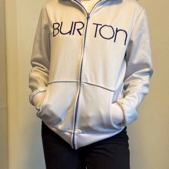 Burton White Hoodie with Blue Logo - Picture 1 of 3